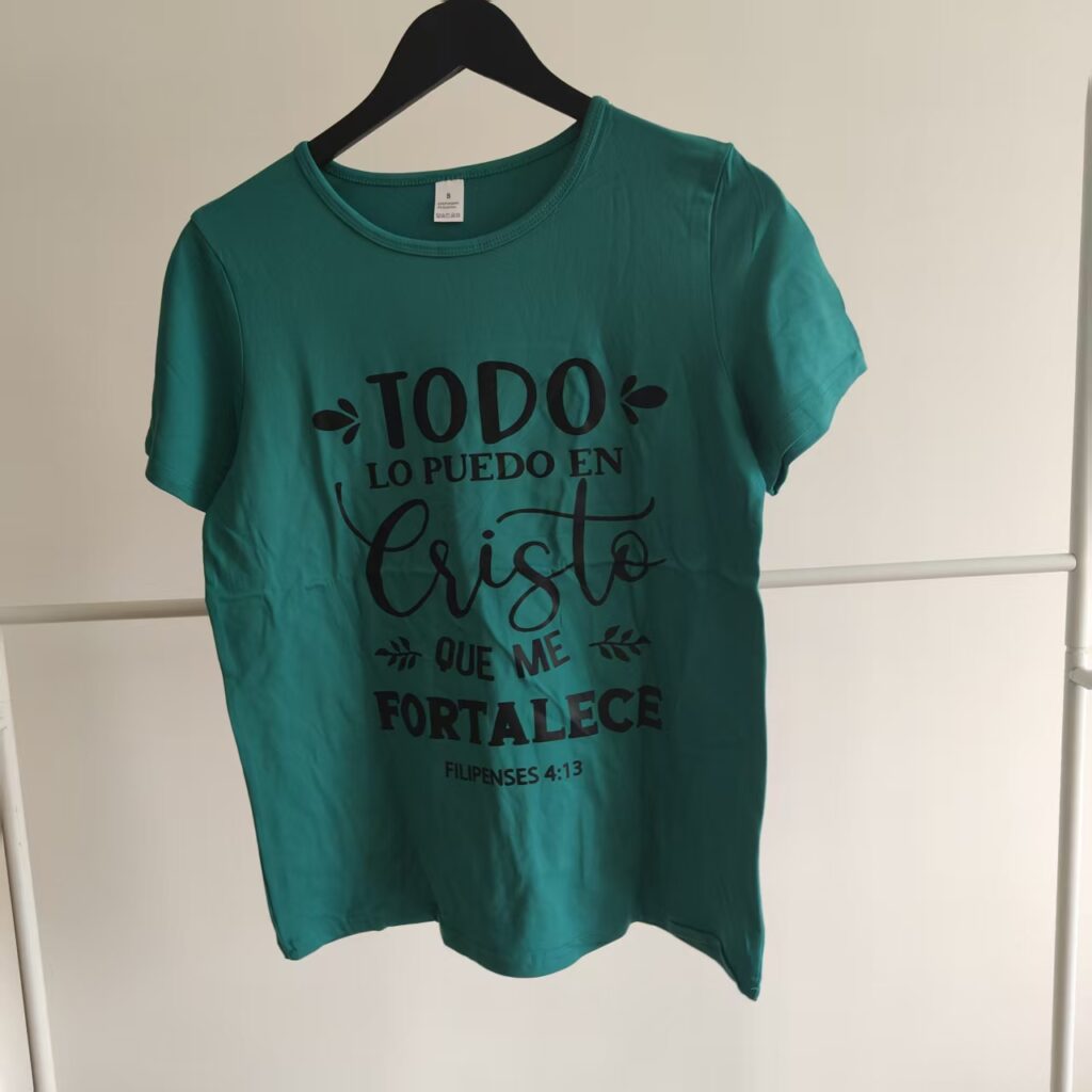 Dark green printed short-sleeved T-shirt