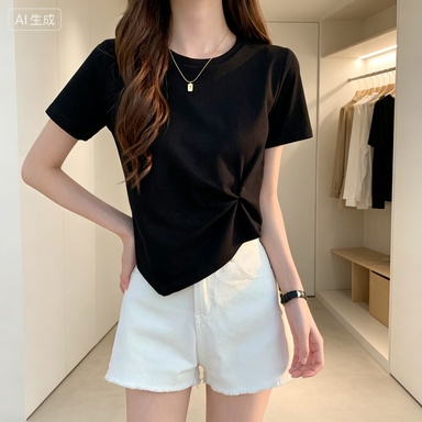Casual Cotton Blend T-Shirt and Linen Shorts Set for Men image 2